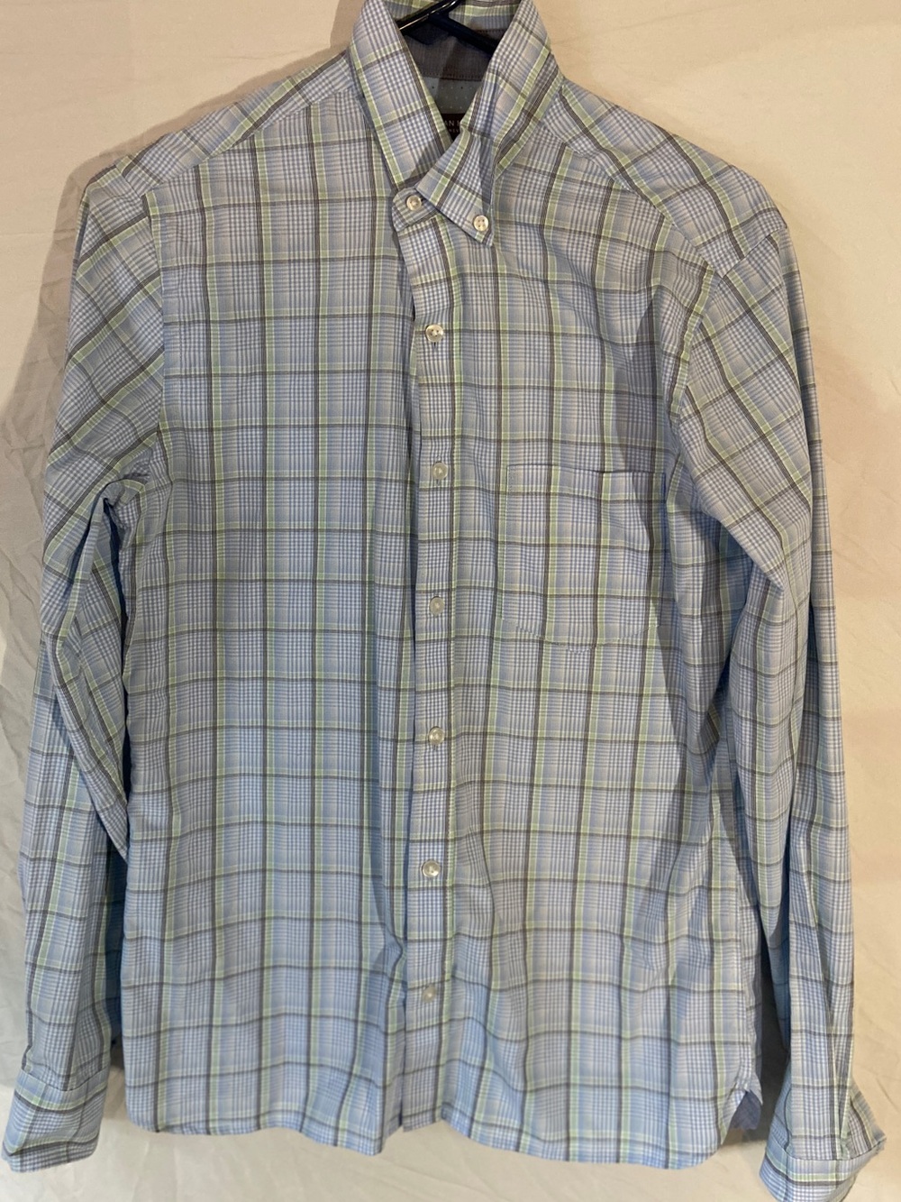 Van Heusen Blue and Green Plaid Button-Down Shirt